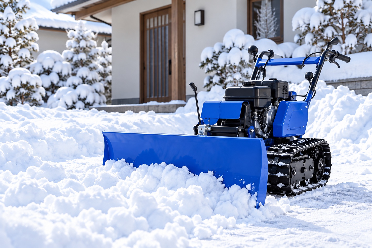 雪を押す方式の除雪機のイメージ